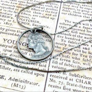 U.S. Coin Washington Quarter Cut-Out on Chain Necklace OOAK